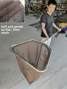 Large Stainless Steel Fishing Net for Carp And Koi No Fish Damage Baitcasting Net for Outdoor Camping Travel Fishing Gear