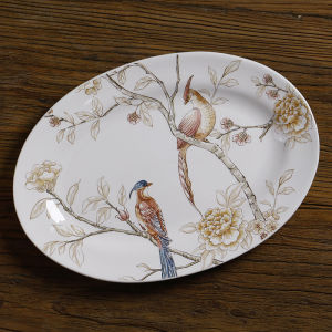 OMK American Style Ceramic Dinner Plate Dinnerware Set Oval Long Plate Tableware