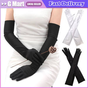 New Classic Adult Black White Red Skin Opera/Elbow/Wrist Stretch Satin Finger Long Gloves Women Flapper Gloves Matching Costume