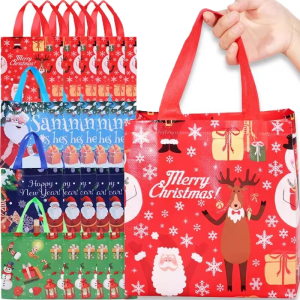 Christmas Gift Packaging Bag / Santa Claus Snowman Elk Gift Bag / Large Capacity Non-Woven Shopping Bag / Candy Cookie Packaging Bag New Year Party Supplies