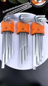 9 ชิ้น เหล็กเกรด CR-V 100% หกเหลี่ยมแท้ กุญแจหกเหลี่ยม แข็งแรง ทนทาน มีให้เลือก หัวบอล หัวตรง หัวดาว มีรู ประแจแอล ชูดตัวแอล