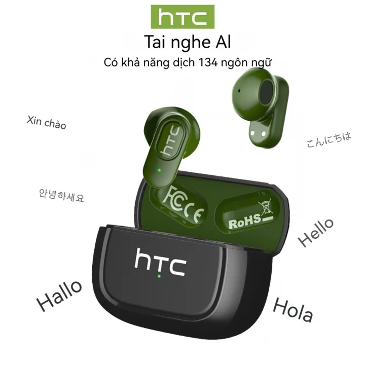 HTC NE51 Tai nghe phiên dịch AI Bluetooth 6.0 Dịch 134 ngôn ngữ Tai nghe Bluetooth không dây Âm thanh HiFi Gọi điện HD Chống ồn Kết nối nhanh Tai nghe Bluetooth Có micro | BigBuy360 - bigbuy360.vn