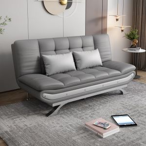 Faux Leather Sofa Bed Dual-Use Small Apartment Living Room Modern Minimalist Economical Solid Wood Latex Single Double Folding Bed
