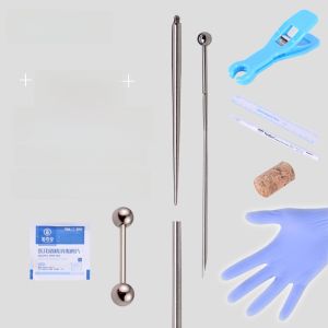 Rock Boil Punk Style Titanium Steel Ear Piercing Eyebrow Studs Lip Rings Body Piercing Tool Kit Sterilized Fashion Jewelry
