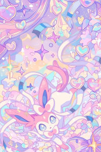 Bandai | DIY Pokemon Sylveon Diamond Painting Graceful Fairy‑type Art With Bow Ribbon And Floral Scenery for Living Room Decor & Gift