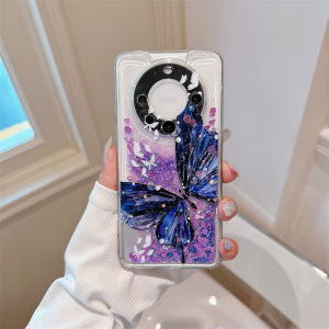 Chinese Style Ink Butterfly Phone Case Applicable to Nova12 Enjoy 60 Huawei Mate60pro/P70/New Chinese Style Love of Butterfly Flowing Liquid Cyber Celebrity Style Quicksand