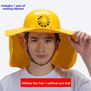 Sun Protection Cooling Hat with Wide Brim and Fan Removable