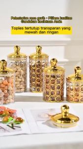 Toples Mewah Toples Snack Emas Toples Aklirik Kedap Udara Gold Toples List Gold Mewah Toples Penyimpanan Makanan