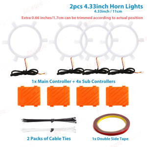 Car Audio Horn Loudspeaker Tweeter 64 Colors Interior Ambient RGB Atmosphere App Control Door Decorate Lights 5.9inch 4.3inch