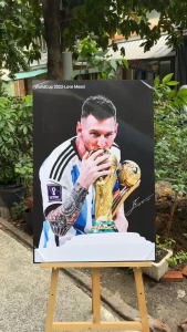 Tranh Bóng Đá Messi chất liệu Gỗ MDF Tráng Gương có Bọc Viền Cao cấp