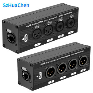 4 Channel XLR to RJ45 Audio Extender with DMX Over Cat5e Cat6 for Stage Live Show Studio & Equalizer