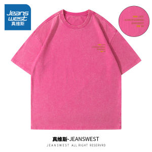 True Weave Mens Short Sleeve T-Shirt Summer 2024 Washed Vintage Heavyweight Pure Cotton Half Sleeve Top Breathable Casual Tee