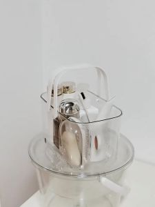 COD Shower Plastic Storage Baskets With Handle Transparent Organizer Basket Bins For Home Bathroom