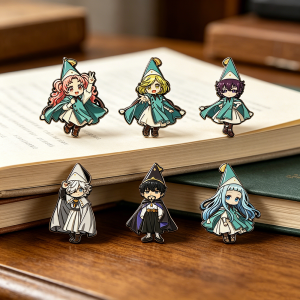 Bandai | pines esmaltados Witch Hat Atelier Colección broches de anime Coco Agott Olruggio Richeh bonitos insignias Chibi para mochilas