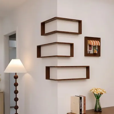 Solid Wood Corner Wall Shelf 90-degree