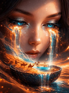 Huacan New Arrivals Diamond Painting Woman Desert Tears Diamond Embroidery Portrait Landscape Decorative Paintings