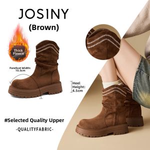 Josiny | Warm Fur-lined Elevated Retro Boots