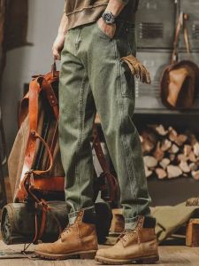 Export Counter Leak-Picking Denim Men 2024 New Mens Pants American Retro Work Abrasion Resistant Work Pants