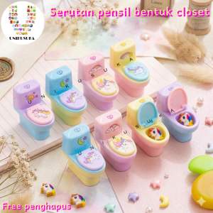 [UNIKUSUKA] Serutan pensil mini closet rautan mini lucu free penghapus unicorn