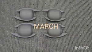 เบ้าประตู เบ้ากันรอย สีดำ ด้าน 4 ชิ้น นิสสัน มาร์ช Nissan Mrach 2010 2011 2012 2013 2014 2015 2016 2017 2018 2019 ใส่ร่วมกันได้ A