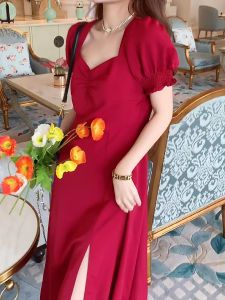 korean summer long red dress prom night white plus size with slit 3XL dress for woman casual formal