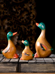 YILI | Creative Wooden Duck Statue Living Room TV Stand Decor