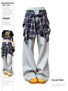 Quần Dài Hai Mảnh Giả Cạp Cao Phong Cách Đường Phố Thường Ngày Cho Nữ Quần Dài Thể Thao Khiêu Vũ Jazz Quần Dài Rộng Rãi