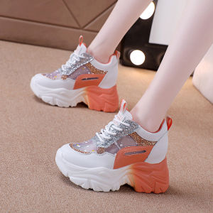 Womens Summer Single Net Shoes Breathable Mesh Thick Bottom Dad Sneakers High Top Casual Fashion Sports Shoes