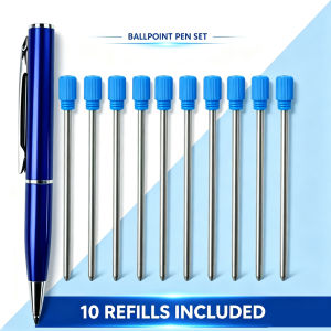 Tiny Pocket Metal Ballpoint Pen Kit Includes 10 Replacement Refills Durable Smooth Ink Mini Signature Pen for Business Office