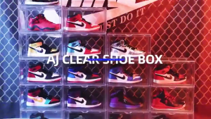 transparent sneaker shoes rack cabinet Acrylic Shoe Box Magnetic Clear Stackable Organizer Large Space Container Storage#XH002
