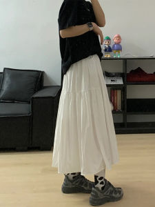 Váy Dài Chữ a Màu Trắng Cạp Cao Che Mông Cho Dáng Người Quả Lê Mùa Xuân 2025 Váy Midi Chữ a Phong Cách Hàn Quốc