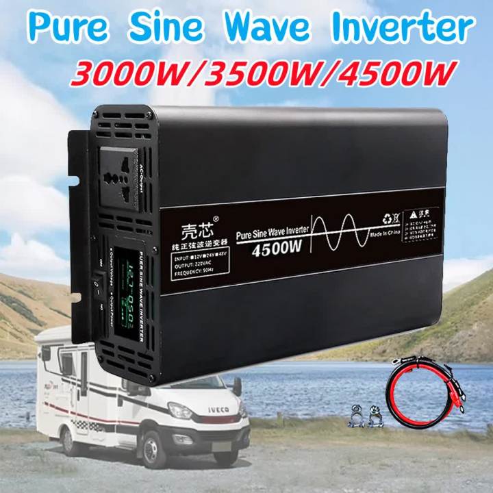 3000W 3500W 4000W Pure Sine Wave inverter DC 12V 24V 48V To AC 220V ...