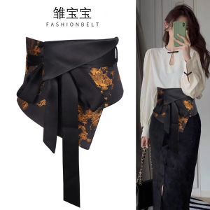 New Chinese Style Embroidered Waist Seal Womens Belt Vintage National Style High-End Versatile Waist Binding Skirt Hanfu Wide Waist Belt