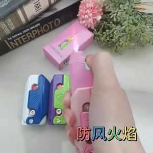 FT822 Jet Flame Lighter Creative 3D Folding Lighter Plastic Windproof Press On Straight Fire Starter