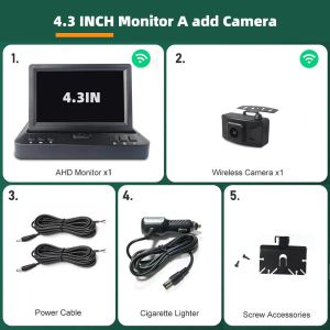 HD Wireless Backup Reversing Camera WIFI Rear View 5/4.3Inch Parking Monitor AHD1080P for Truck Bus Car Vehicle Night Vision