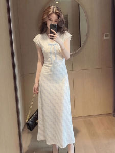 YIKEMAI | French Style V-Neck White Aesthetic Large Size Summer Dress
