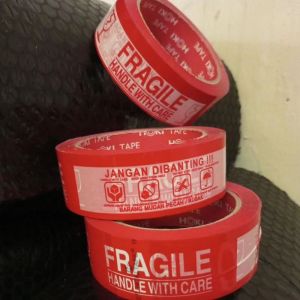 Lakban Fragile 36mm 72 yard jangan dibanting fragile merah mini