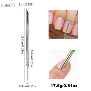 Double-Tip Stainless Steel Cuticle Pusher Grinder Circular Beveled Edge Gentle Dead Skin Removal Nail Tool Manicure Cuticle Care