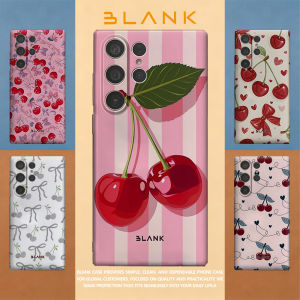 BILIBILI | Cherries on Pink Stripes For Samsung Galaxy S26 S25 S24 A56 A36 Phone Case Protection Cover for Women Girl Blank