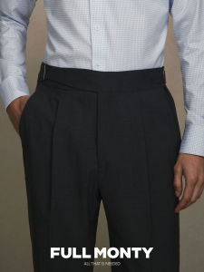 Wool Business Trousers Mid-High Waist Loose Paris Buckle