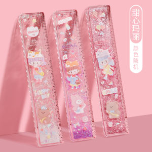 ไม้บรรทัดอะคริลิคลายคลื่นม้ายอดมนต์ โปร่งแสง ชิ้น อุปกรณ์การเรียนสำหรับเด็กผู้หญิง ไม้บรรทัดน้ำมันแบบตรง น่ารัก ชิ้น ไม้บรรทัดสำหรับวัดขนาด สีทราย ชิ้น