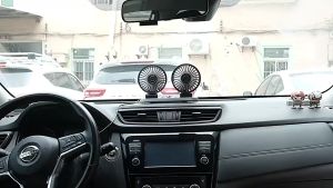 HMHL Car Fan 12V24V Universal Fan USB Car Dual-use Dual-head Cooling Fan Car Supplies Summer 360Degree