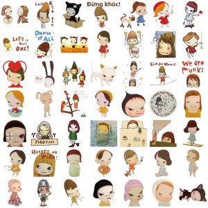 Bộ 50 Yoshitomo Nara Hoạt Hình Dán Chống Nước DIY Văn Phòng Phẩm Đàn Guitar & Xe Đạp Họa Tiết Dễ Thương Trang Trí Miếng Dán Gói Dành Cho Trẻ Em