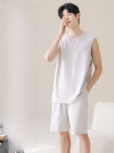 MiiOW | Bộ đồ ngủ cotton nguyên chất MiiOW dành cho nam mùa hè 2025 Áo vest và quần short mỏng rộng rãi thoải mái mặc ở nhà và ngoài trời
