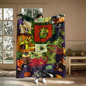 BILIBILI | Beetle Insect Collage Flannel Blanket Perfect for Sofa Office Bed Travel Sleep Read Relax Camping Four Season Use