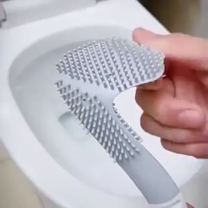 Sikat Pembersih Toilet WC Silikon Serbaguna Murah Cod - Bahan PP + TPR, Ukuran 41 x 7.1 x 5 cm, Desain Gagang Panjang