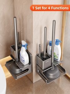 Auzzo | No-Dead-Corner Toilet Plunger Holder and Organizer Wall-Mounted