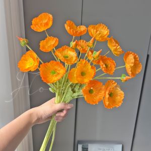 Iceland Poppy Artificial Flowers Elegant Simulation Carnation Bouquet Living Room Dining Table Decoration Fake Flower Ornament Photography Prop