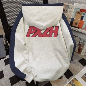 Retro American Letter Print Hoodie Mens Autumn Winter Fleece Loose Casual Style Outerwear Polyester Cotton Blend round Neck