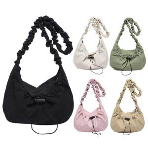 Stylish Foldable Travel Bag for Women Large Capacity Hobo Bag with Drawstring Closure and Adjustable Shoulder Strap